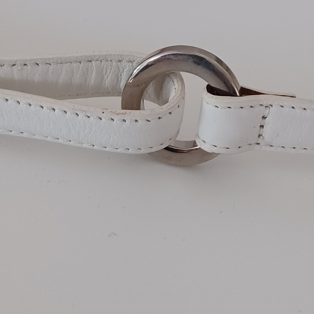 Talbots thin white leather belt
